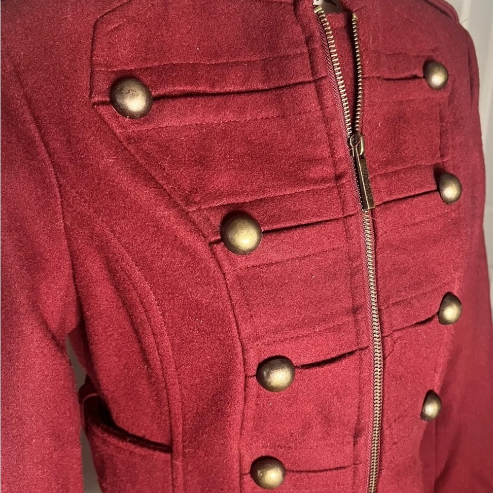 Steve Madden Red Military-Style Pea Coat
